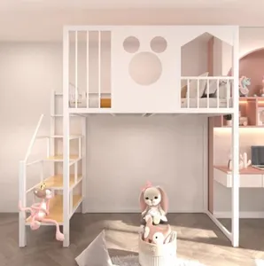 Cama doble de acero de tamaño Queen de diseño moderno, cama alta con escaleras, muebles para el hogar de calidad, plegables para dormitorio, Hotel y uso en hospitales