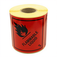 Étiquettes MD pour marchandises dangereuses, paquet de 500, 100x100mm, carrées, en papier non couché, classe 3, liquide inflammable, rouge/noir, adhésif puissant