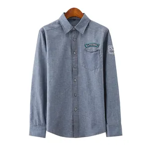 Men's Casual Denim Long Sleeve Shirt Solid Color Stand Collar Breathable Anti-Wrinkle Easy to Care Sustainable Print Pattern