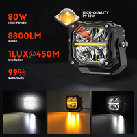 Feux LED super lumineux de 3 pouces, paire avec DRL rétroéclairé ambre, lumière carrée hors route, cube lumineux pour Toyota Tundra 4x4
