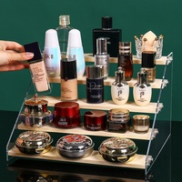 Étagères en bois massif acrylique, présentoir transparent à 5 niveaux haut de gamme pour parfums et cosmétiques