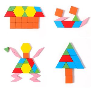 ของเล่นเพื่อการศึกษา HOYE CRAFTS Montessori diy 60 ชิ้นเกมปริศนารูปร่าง<span class=keywords><strong>เรขาคณิต</strong></span>บล็อกรูปแบบไม้ - Product Image 4