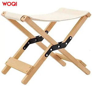 Tabouret de camping pliable Woqi en bois, portable, respirant, carré, pour la pêche en plein air, 40x35x26cm, polyester, couleur lait - Product Image 4