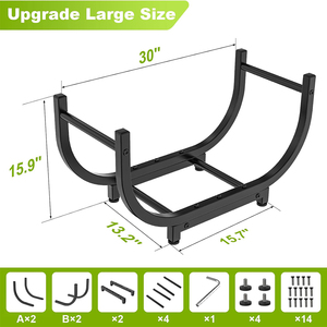 Black Metal Firewood Rack Indoor Outdoor <strong>Log</strong> Holder Waterproof <strong>Stand</strong> with Sturdy Fireplace <strong>Log</strong> Holder - Product Image 3