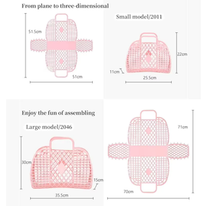 Ventes Flash - Panier de Rangement Pliable Tendance en Plastique pour Plage, Panier de Bain/Shopping pour Voyages en Plein Air, Pique-niques, Plage - Product Image 5