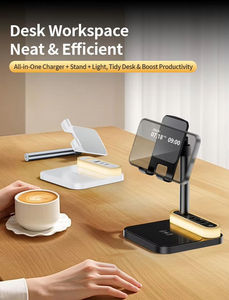 4-in-1 Wireless Charging Universal 15W <b>Fast</b> Charging Night Light Multi-socket Mobile Phone Tablet Holder Wireless <b>Charger</b> - Product Image 1
