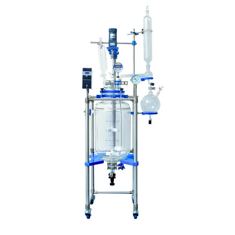 Valuen 50L Hotochemical cam reaktör komplesi indirimli fiyat cam reaktör 2 litre çift katmanlı cam reaksiyon su isıtıcısı