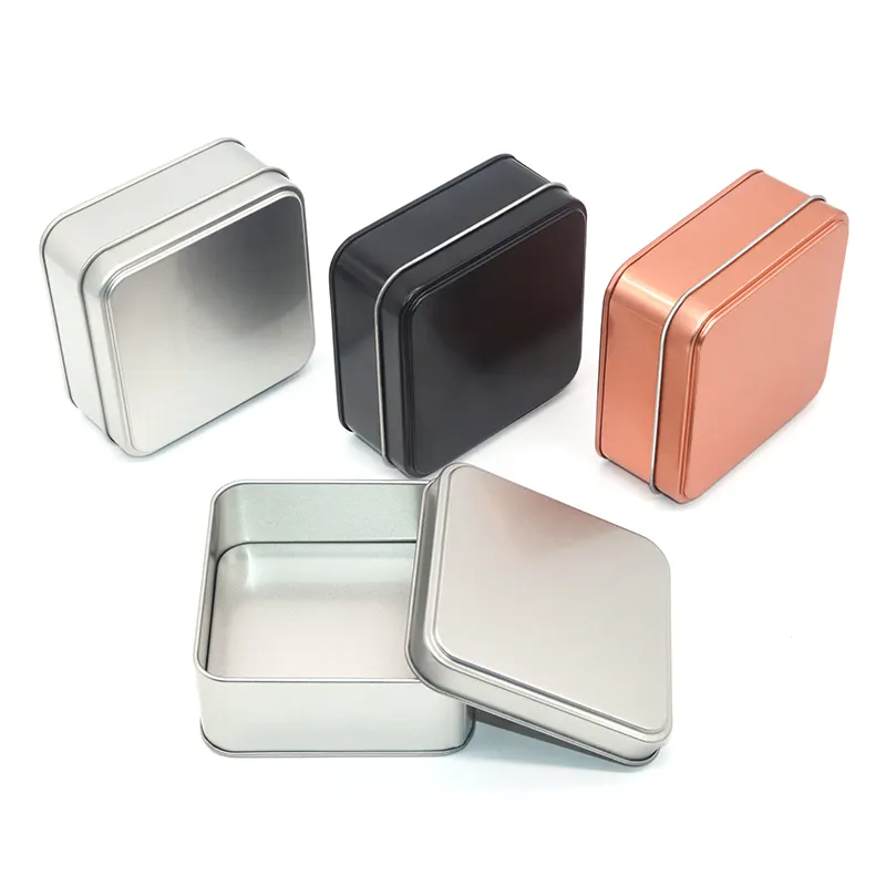 metal boxes custom color tin box OEM rectangle empty black tinplate box with lids