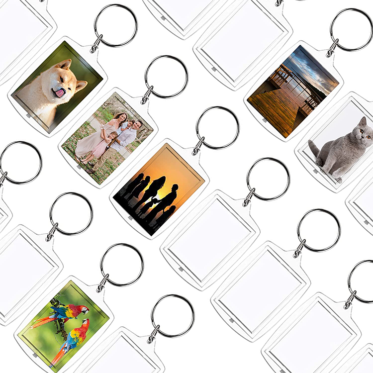 Plastic House Keychain DIY Frames Clear Plastic Keyring Insert Picture Transparent ABS Wholesale Acrylic Photo Frame Keychain