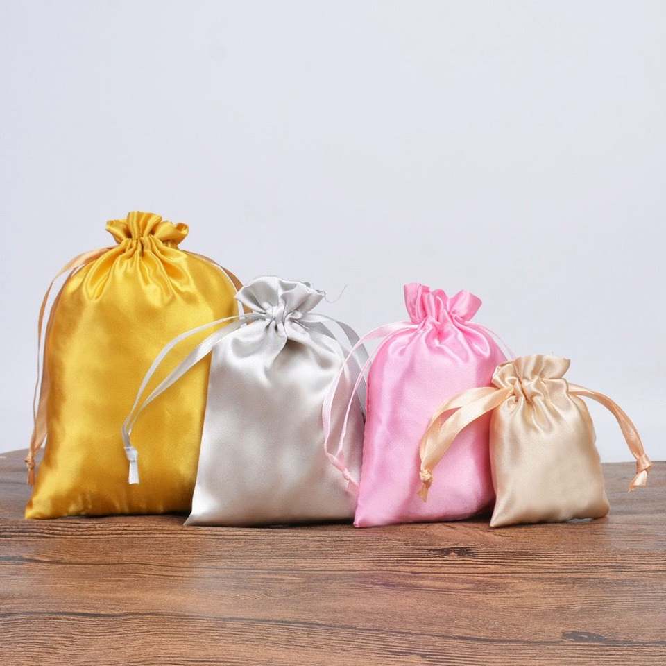 Customized Silk Satin Gift Drawstring Pouch Luxury Hair Jewelry ...