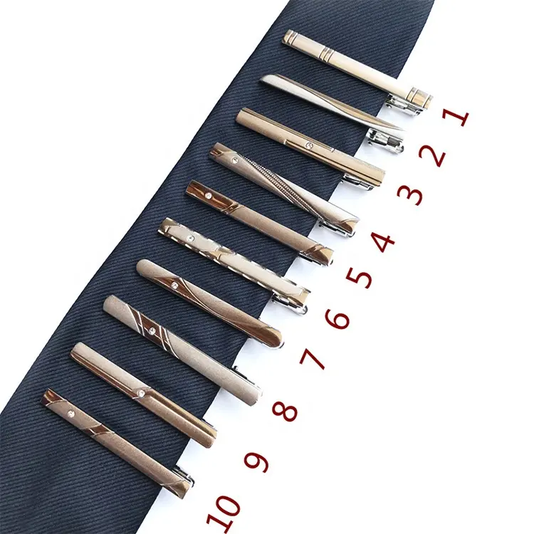 Popular cheap silver 10 types copper tie clip