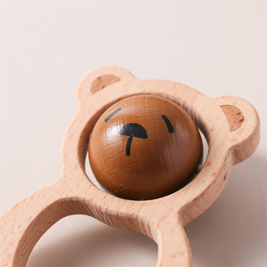 Juguete de oso rodante de madera Unisex de alta calidad, sonajero sensorial para recién nacido, Material de haya de fábrica directa, conejito suave para niños - Product Image 2