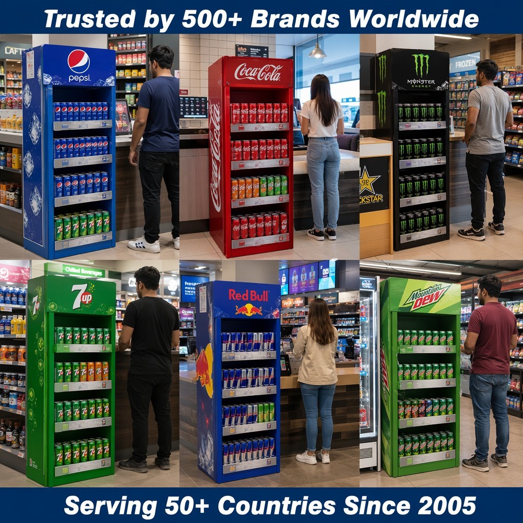Apache Custom Beverage Display Rack 96 Cans 4-Tier Metal Drink Merchandiser Knock Down Rotating Stand for C-Store Store Counter — view 6