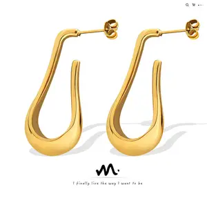 직접 제조 업체 도매 높은 광택 독특한 디자이너 영감을 금속 기하학적 U 후크 귀걸이