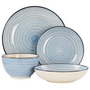 Juego de Vajilla de Cerámica de 12 <span class=keywords><strong>o</strong></span> 16 Piezas con Diseñ<span class=keywords><strong>o</strong></span> Nuevo y Pintado a Mano en Azul - Product Image 4