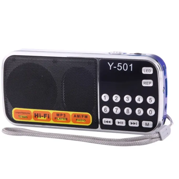 Y-501 L-088 Loa Radio Fm Am Có Thể Sạc Lại Được Led Kỹ Thuật Số Hi-Fi Di Động Chạy Bằng Pin Với Am/Fm Usb