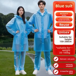 Adult Split-Style PVC <strong>Waterproof</strong> Breathable Raincoat Rain Pants <strong>Set</strong> for Cycling Long-Length Outerwear Designed Withstand Heavy - Product Image 3