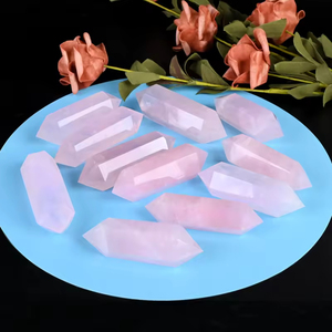 Venta al por mayor de Columnas de Cuarzo Rosa Natural de Doble Punta, Torre de Cristal Fantasma, Piedra de Ágata Roja para regalo - Product Image 6