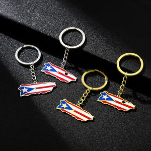 Amour coeur Porto Rico <span class=keywords><strong>carte</strong></span> drapeau Style ethnique en acier inoxydable porte-clés pour hommes femmes cadeau porte-clés accessoire porte-clés bijoux - Product Image 3