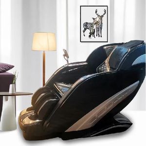 Electric Massage <b>Chair</b> Full Body SL Rail 4D Robotic Hand <b>Zero</b> <b>Gravity</b> Foot Massage Black Gold Color - Product Image 4