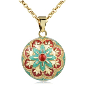 Collar de Joyería Chapado en Oro con Colgante de Bola Mexicana de Esmalte Colorido de Estética China, Campana de Ángel, para Mujer - Product Image 1