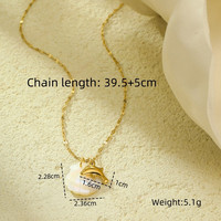 Collier pendentif personnalisé en acier inoxydable plaqué or, motif coquillage nacré, crabe, poisson, crevette, requin, dauphin, thème marin
