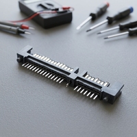 Connecteurs de prise droite haute performance Soulin SATA 7P+15Pin à contacts en laiton pour montage sur circuit imprimé avec bornes sur les deux côtés