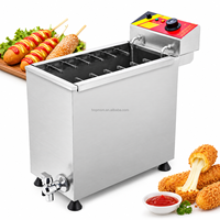 Friteuse à hot-dogs coréens en acier inoxydable, commerciale, 25L, 12 crochets, machine à frire les corn-dogs électriques