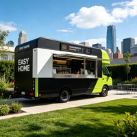 Mini chariot à café mobile avec fenêtre de service, emplacement pour expresso, éclairage LED, roues verrouillables pour centre commercial