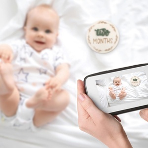 Cercles de croissance pour bébé 3D double face Style rustique Signes d'étape mensuels Signes en <span class=keywords><strong>bois</strong></span> pour bébé - Product Image 2