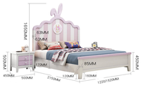 Coolsa — lit en bois massif pour enfants filles, filet de princesse rose, lapin rouge, simple, pour adolescentes, stocks en gros