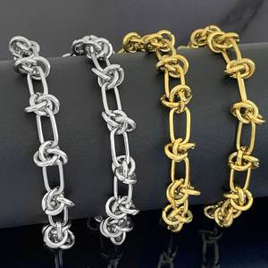 BJG0112S Ensemble de bracelet et collier en acier inoxydable plaqué or 18 carats Collier à maillons torsadés <span class=keywords><strong>Bijoux</strong></span> - Product Image 3