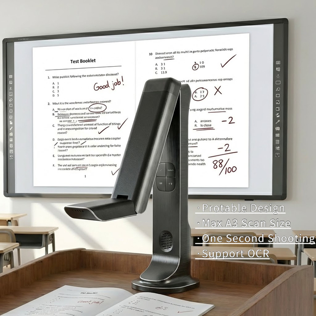 A3 Plastic 16MP High-Speed Portable Document Scanner with USB Interface Black 1-Year Warranty