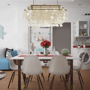 Lampe suspendue de style carillon à vent en fer et coquillages naturels, LED, CE, de luxe, pour restaurant nordique et salon - Product Image 6