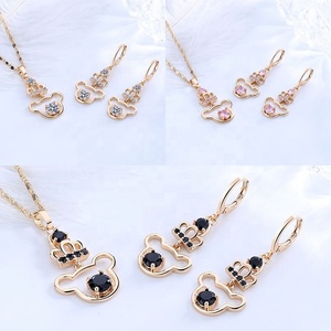 ชุดเครื่องประดับแฟชั่นสำหรับผู้หญิง Hengdian Bisuterias Oro Joyeria ชุบทอง 18K ประดับเพชรซิร์คอน ต่างหูและสร้อยคอ - Product Image 5