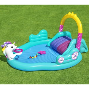 Inflatable Unicorn Water Play Center, Kids Backyard Splash Pad with Slide & Sprinkler, Outdoor Swimming Pool Toy for Toddlers - Product Image 2