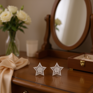 Pendientes de Estrella de Oro Blanco E914 con Microincrustaciones de Aleación, Joyería de Moda Unisex - Product Image 2