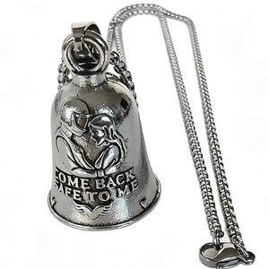 Pendentif cloche de protection vintage en alliage de zinc avec couple gravé et texte « Retourne en toute sécurité vers moi », porte-clés de forme ronde - Product Image 3