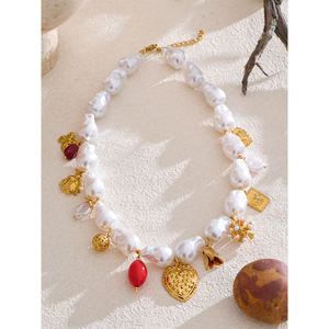 JINYOU 3432 Mulheres Moda Impermeável Charme Pingente Simulado Barroco Pérolas Handmade Beads Declaração Colar Colar Jóias - Product Image 2