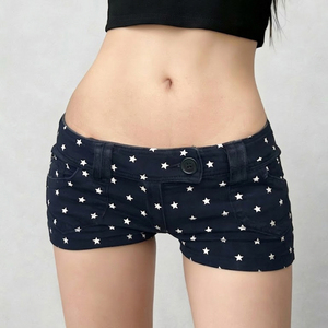 กางเกงยีนส์ขาสั้นทรง Y2K สำหรับผู้หญิง เอวต่ำ สีตัดกัน เป็นมิตรกับสิ่งแวดล้อม ระบายอากาศได้ดี ซักแล้ว ทรงสตรีทแวร์ สไตล์ลำลอง พื้นฐาน สำหรับฤดูร้อน - Product Image 2