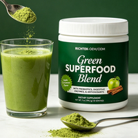 Boisson Super Alimentaire à base de Plantes Entières avec Mélange de Champignons, Sans OGM, Étiquetée Végane, Formule Avancée, Poudre de Super Aliments Verts