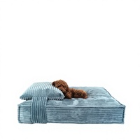 Yangyangpet Gestreiftes Cord-Luxus-Hundebett mit OEKO-TEX-Zertifizierung, Beruhigende Matratze, Waschbarer Bezug, Karton-Hundebett