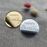 Neue hochwertige Gold runde Acryl alles Gute zum Geburtstag Cake Topper Kuchen Zubehör Party Kuchen Dekoration liefert Cupcake Topper