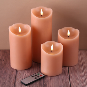 La décoration d'intérieur à piles de Matti Slant Top Light Pink Pillar Remote Control Paraffin Wax Flameless LED Candles - Product Image 3