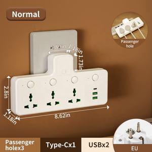 Multiprise murale universelle avec 3 prises CA et ports <span class=keywords><strong>de</strong></span> charge USB-A et USB-C, adaptateur <span class=keywords><strong>de</strong></span> prise <span class=keywords><strong>de</strong></span> courant - Product Image 1
