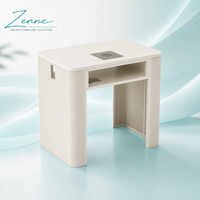 Table à ongles moderne compacte en acier inoxydable avec plateau en marbre, collecteur de poussière intégré, étagère de rangement, bureau de manucure professionnel pour salon