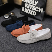 Chaussures décontractées tendance pour hommes, mocassins à enfiler, dessus en daim respirant, tissu extensible, motif imprimé sur la pointe, printemps, été, automne, hiver