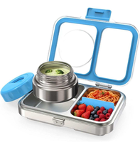 Boîte à bento à 2 compartiments en acier inoxydable 304, boîte à lunch étanche avec couvercle en Tritan