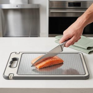 Planche à découper populaire 4-en-1 en alliage d'aluminium avec plateau de décongélation et poignée pour viande et légumes - Product Image 3
