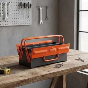 Asaki AK-9956 New Design 2-Level Metal Tool <strong>Case</strong> Storage with Two Slip Pull Handle Orange Foldable OEM Durable Anti-Dust <strong>Case</strong> - Product Image 1